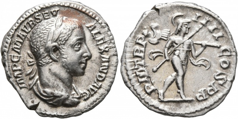 Severus Alexander, 222-235. Denarius (Silver, 20 mm, 3.00 g, 7 h), Rome, 225. IM...