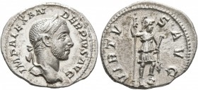 Severus Alexander, 222-235. Denarius (Silver, 20 mm, 2.87 g, 1 h), Rome, 231-235. IMP ALEXANDER PIVS AVG Laureate head of Severus Alexander to right. ...