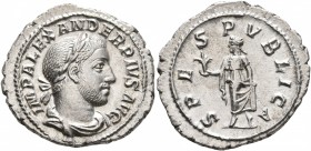 Severus Alexander, 222-235. Denarius (Silver, 21 mm, 3.46 g, 1 h), Rome, 232. IMP ALEXANDER PIVS AVG Laureate and draped bust of Severus Alexander to ...