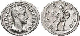 Severus Alexander, 222-235. Denarius (Silver, 20 mm, 3.04 g, 12 h), Rome, 232. IMP ALEXANDER PIVS AVG Laureate and draped bust of Severus Alexander to...