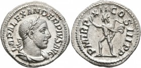 Severus Alexander, 222-235. Denarius (Silver, 20 mm, 3.24 g, 12 h), Rome, 233. IMP ALEXANDER PIVS AVG Laureate and draped bust of Severus Alexander to...