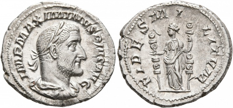 Maximinus I, 235-238. Denarius (Silver, 20 mm, 3.46 g, 6 h), Rome, 235. IMP MAXI...