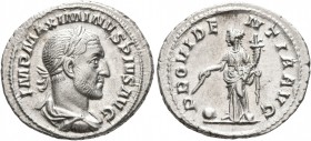 Maximinus I, 235-238. Denarius (Silver, 21 mm, 3.23 g, 7 h), Rome, 235-236. IMP MAXIMINVS PIVS AVG Laureate, draped and cuirassed bust of Maximinus I ...