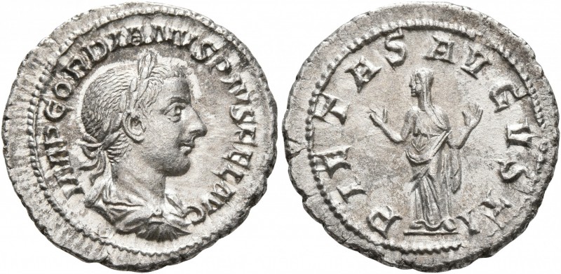 Gordian III, 238-244. Denarius (Silver, 20 mm, 3.00 g, 12 h), Rome, 240. IMP GOR...