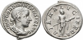 Gordian III, 238-244. Denarius (Silver, 20 mm, 3.09 g, 6 h), Rome, summer 241. IMP GORDIANVS PIVS FEL AVG Laureate, draped and cuirassed bust of Gordi...