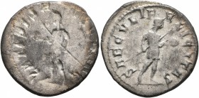 Gordian III, 238-244. Antoninianus (Silver, 23 mm, 4.00 g, 12 h), brockage mint error, Antiochia, 242-244. Incuse of reverse. Rev. SAECVLI FELICITAS G...