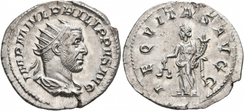 Philip I, 244-249. Antoninianus (Silver, 23 mm, 3.73 g, 6 h), Rome, 247-249. IMP...