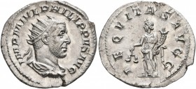 Philip I, 244-249. Antoninianus (Silver, 23 mm, 3.73 g, 6 h), Rome, 247-249. IMP PHILIPPVS AVG Radiate, draped and cuirassed bust of Philip I to right...
