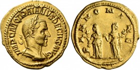Trajan Decius, 249-251. Aureus (Gold, 20 mm, 4.96 g, 12 h), Rome. IMP C M Q TRAIANVS DECIVS AVG Laureate and cuirassed bust of Trajan Decius to right,...