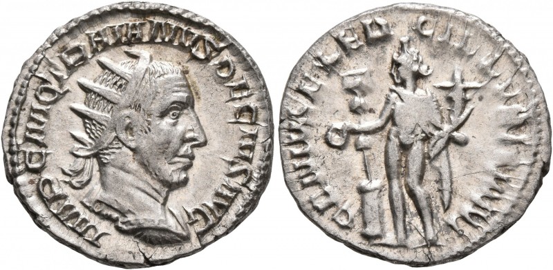 Trajan Decius, 249-251. Antoninianus (Silver, 21 mm, 3.99 g, 12 h), Rome. IMP C ...