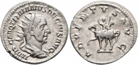 Trajan Decius, 249-251. Antoninianus (Silver, 23 mm, 4.13 g, 7 h), Rome. IMP C M Q TRAIANVS DECIVS AVG Radiate and cuirassed bust of Trajan Decius to ...