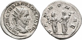 Trajan Decius, 249-251. Antoninianus (Silver, 22 mm, 4.67 g, 1 h), Rome. IMP C M Q TRAIANVS DECIVS AVG Radiate and cuirassed bust of Decius to right, ...