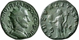 Trajan Decius, 249-251. Dupondius (Orichalcum, 23 mm, 8.54 g, 12 h), Rome. IMP C M Q TRAIANVS DECIVS AVG Radiate and cuirassed bust of Trajan Decius t...