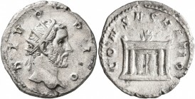 Trajan Decius, 249-251. Antoninianus (Silver, 22 mm, 4.16 g, 7 h), commemorative issue for Divus Antoninus Pius (died 161), Rome. DIVO PIO Radiate hea...