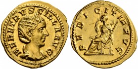 Herennia Etruscilla, Augusta, 249-251. Aureus (Gold, 20 mm, 4.49 g, 6 h), Rome. HER ETRVSCILLA AVG Draped bust of Herennia Etruscilla to right, wearin...
