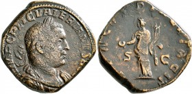 Valerian I, 253-260. Sestertius (Orichalcum, 29 mm, 25.21 g, 6 h), Rome, 253-254. IMP C P LIC VALERIANVS AVG Laureate, draped and cuirassed bust of Va...