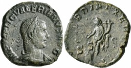 Valerian I, 253-260. Sestertius (Orichalcum, 30 mm, 15.81 g, 12 h), Rome, 253-254. IMP C P LIC VALERIANVS AVG Laureate, draped and cuirassed bust of V...