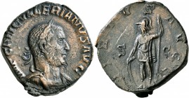 Valerian I, 253-260. Sestertius (Orichalcum, 29 mm, 22.38 g, 12 h), Rome, 253-254. IMP C P LIC VALERIANVS AVG Laureate, draped and cuirassed bust of V...