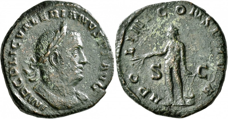 Valerian I, 253-260. Sestertius (Orichalcum, 29 mm, 16.95 g, 7 h), Rome, 255-256...