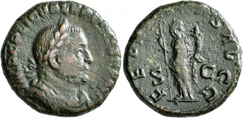 Valerian I, 253-260. As (Copper, 23 mm, 9.85 g, 6 h), Rome, 255-256. IMP C P LIC...