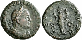 Valerian I, 253-260. As (Copper, 23 mm, 9.85 g, 6 h), Rome, 255-256. IMP C P LIC VALERIANVS P F AVG Laureate, draped and cuirassed bust of Valerian I ...