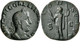 Gallienus, 253-268. Sestertius (Orichalcum, 26 mm, 12.70 g, 12 h), Rome, 253-254. IMP C P LIC GALLIENVS AVG Laureate and cuirassed bust of Gallienus t...
