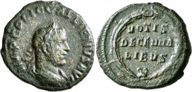 Gallienus, 253-268. As (Copper, 25 mm, 9.62 g, 11 h), Rome, 253-254. IMP C P LIC GALLIENVS AVG Laureate, draped and cuirassed bust of Gallienus to rig...