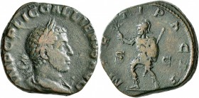 Gallienus, 253-268. Sestertius (Orichalcum, 28 mm, 20.45 g, 12 h), Rome, 253-254. IMP C P LIC GALLIENVS AVG Laureate, draped and cuirassed bust of Gal...