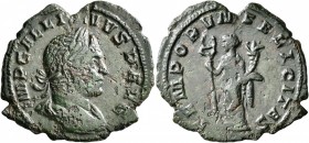 Gallienus, 253-268. As (Copper, 29 mm, 6.04 g, 12 h), Viminacium, 253-254. IMP GALLIENVS P AVG Laureate, draped and cuirassed bust of Gallienus to rig...