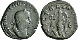 Gallienus, 253-268. Sestertius (Orichalcum, 28 mm, 14.24 g, 11 h), Rome, 256-257. IMP GALLIENVS P F [AVG GERM] Laureate and cuirassed bust of Gallienu...