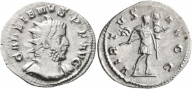 Gallienus, 253-268. Antoninianus (Silver, 23 mm, 3.13 g, 1 h), Cologne, 257-258. GALLIENVS•P•F•AVG Radiate and cuirassed bust of Gallienus to right. R...