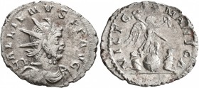 Gallienus, 253-268. Antoninianus (Billon, 22 mm, 1.93 g, 5 h), irregular mint, imitating Cologne, after 258. GALLIENVS P F AVG Radiate, draped and cui...