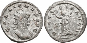 Gallienus, 253-268. Antoninianus (Billon, 21 mm, 3.83 g, 10 h), Rome, 261-262. GALLIENVS AVG Radiate and cuirassed bust of Gallienus to right. Rev. VI...
