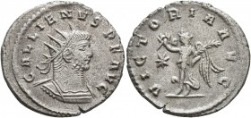 Gallienus, 253-268. Antoninianus (Billon, 22 mm, 3.82 g, 12 h), Antioch, 263. GALLIENVS P F AVG Radiate and cuirassed bust of Gallienus to right. Rev....