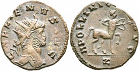 Gallienus, 253-268. Antoninianus (Bronze, 19 mm, 3.07 g, 1 h), Rome, 267-268. GALLIENVS AVG Radiate head of Gallienus to right. Rev. APOLLINI C[ON]S A...