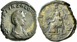Salonina, Augusta, 254-268. Sestertius (Orichalcum, 30 mm, 24.09 g, 1 h), Rome, 260-261. CORNELIA SALONINA AVG Diademed and draped bust of Salonina to...