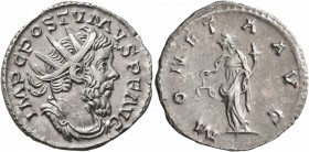 Postumus, Romano-Gallic Emperor, 260-269. Antoninianus (Billon, 21 mm, 2.83 g, 1 h), Cologne, 263. IMP C POSTVMVS P F AVG Radiate, draped and cuirasse...