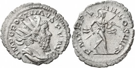 Postumus, Romano-Gallic Emperor, 260-269. Antoninianus (Billon, 23 mm, 2.70 g, 7 h), Cologne, 263. IMP C POSTVMVS P F AVG Radiate, draped and cuirasse...
