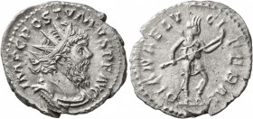 Postumus, Romano-Gallic Emperor, 260-269. Antoninianus (Billon, 21 mm, 3.69 g, 1 h), Cologne, 266. IMP C POSTVMVS P F AVG Radiate, draped and cuirasse...