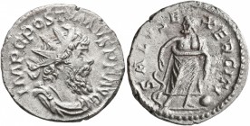Postumus, Romano-Gallic Emperor, 260-269. Antoninianus (Billon, 21 mm, 4.09 g, 1 h), Cologne, 266. IMP C POSTVMVS P F AVG Radiate, draped and cuirasse...