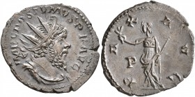Postumus, Romano-Gallic Emperor, 260-269. Antoninianus (Billon, 20 mm, 2.86 g, 7 h), Treveri, 268. IMP C POSTVMVS P F AVG Radiate, draped and cuirasse...