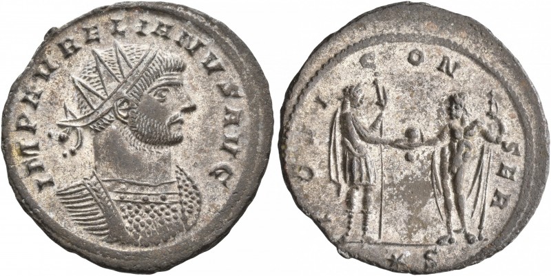 Aurelian, 270-275. Antoninianus (Silvered bronze, 23 mm, 3.57 g, 7 h), Siscia, a...