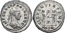 Probus, 276-282. Antoninianus (Silvered bronze, 23 mm, 4.37 g, 12 h), Cyzicus, 276. IMP C M AVR PROBVS AVG Radiate, draped and cuirassed bust of Probu...