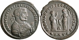 Diocletian, as Senior Augustus, 305-311/2. Follis (Bronze, 26 mm, 6.14 g, 12 h), Antiochia, 309. D N DIOCLETIANO BAEATISSIMO SEN AVG Laureate and mant...