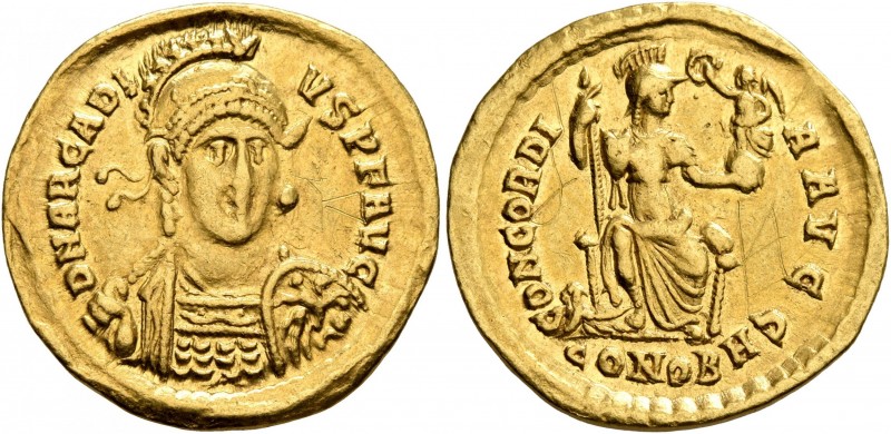 Arcadius, 383-408. Solidus (Gold, 20 mm, 4.38 g, 7 h), Constantinopolis, 397-402...