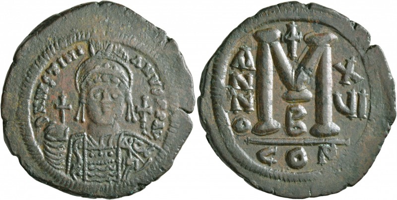 Justinian I, 527-565. Follis (Bronze, 37 mm, 22.08 g, 7 h), Constantinopolis, RY...