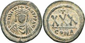 Tiberius II Constantine, 578-582. Follis (Bronze, 33 mm, 13.57 g, 6 h), Constantinopolis, 579-582. D m Tib CONSTANT P P AVI Draped and cuirassed bust ...
