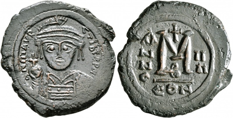 Maurice Tiberius, 582-602. Follis (Bronze, 31 mm, 12.00 g, 6 h), Constantinopoli...