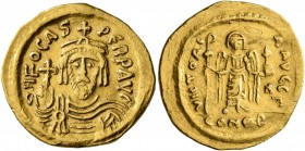 Phocas, 602-610. Solidus (Gold, 21 mm, 4.42 g, 7 h), Constantinopolis, 602/3. O N FOCAS PERP AVG Draped and cuirassed bust of Phocas facing, wearing c...