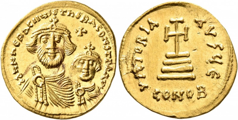 Heraclius, with Heraclius Constantine, 610-641. Solidus (Gold, 21 mm, 4.49 g, 7 ...